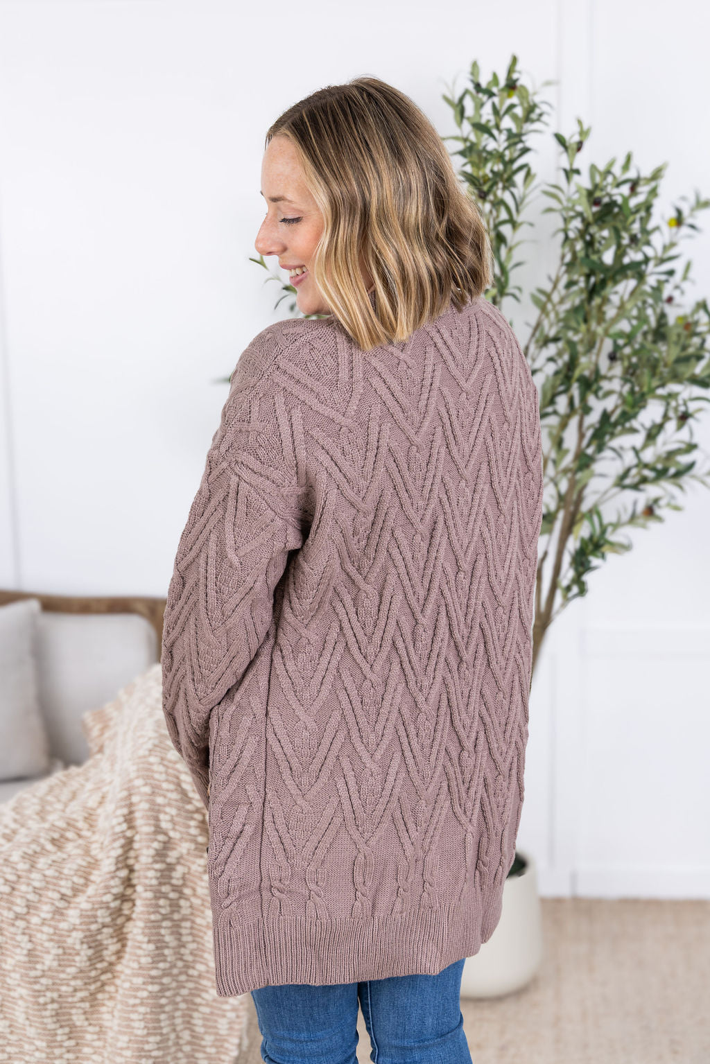 Brooklyn Button Sweater Cardigan - Light Mocha