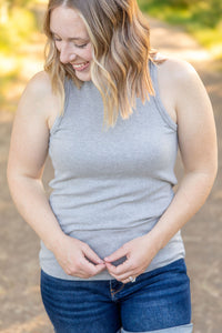 IN STOCK Tara Ribbed Tank - Grey | Women's Tank Top