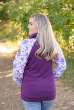 Load image into Gallery viewer, IN STOCK Zoey ZipCowl - Plum and Purple Floral FINAL SALE