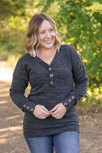 IN STOCK Brittney Button Sweater - Charcoal | Women's Long Sleeve FINAL SALE