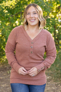 IN STOCK Brittney Button Sweater - Terra Cotta | Women's Long Sleeve FINAL SALE