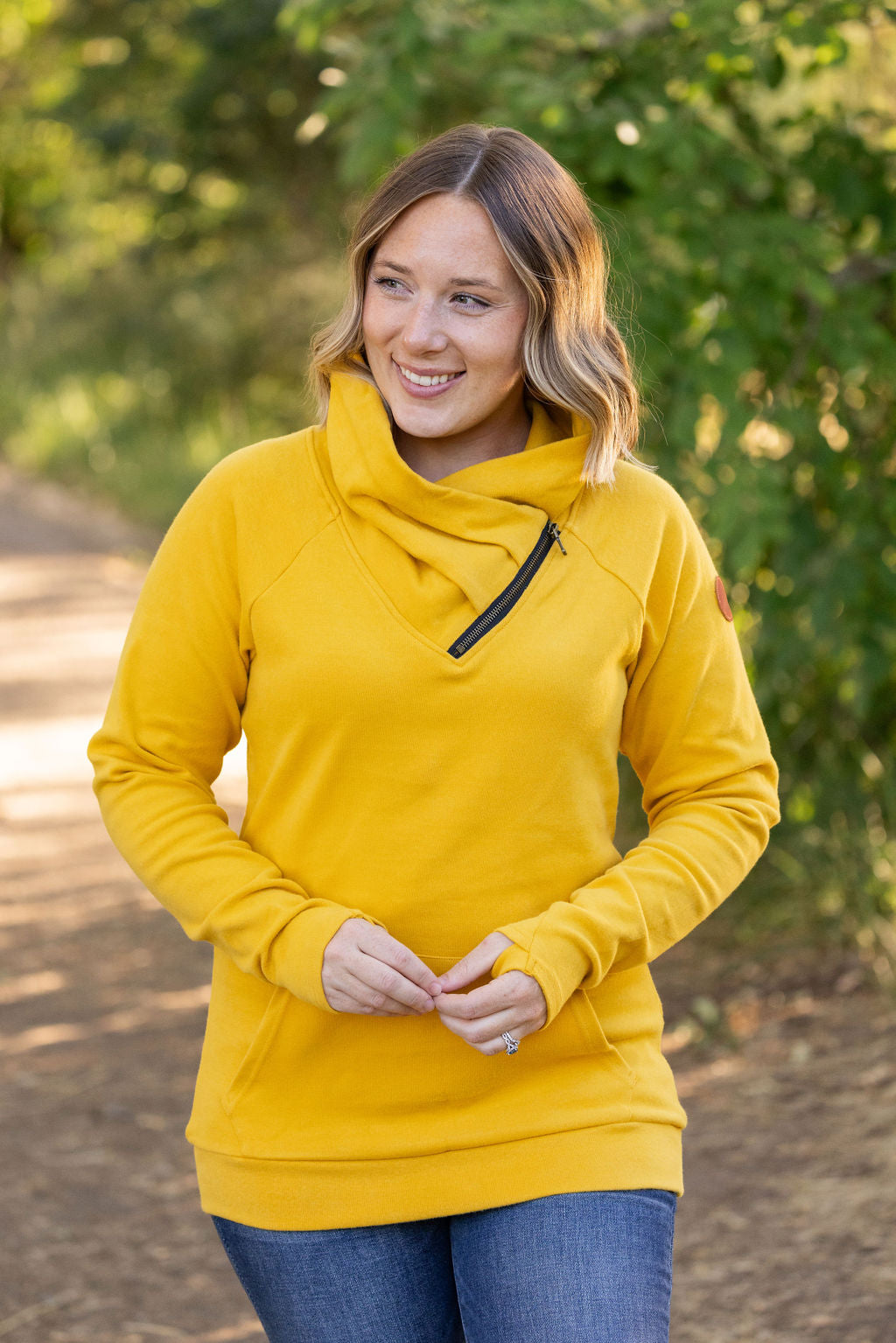 Zoey Side Zip Cowl- Mustard