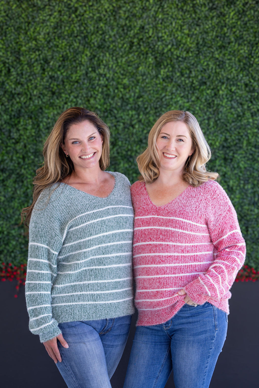 Cozy Striped Sweater - Green