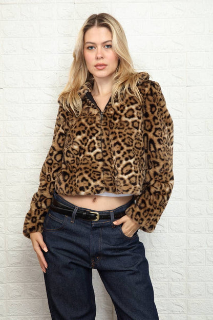 Kat Printed Faux Fur Jacket