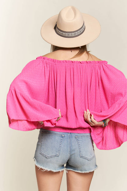 Julip Bell Sleeve Blouse-Bright Pink