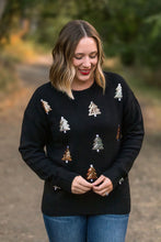 Load image into Gallery viewer, Holly Jolly Sweater - gold and silver trees