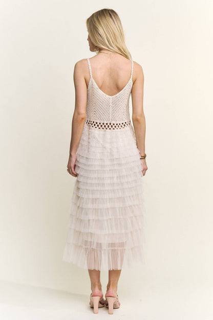 Pearl Crochet Midi Dress