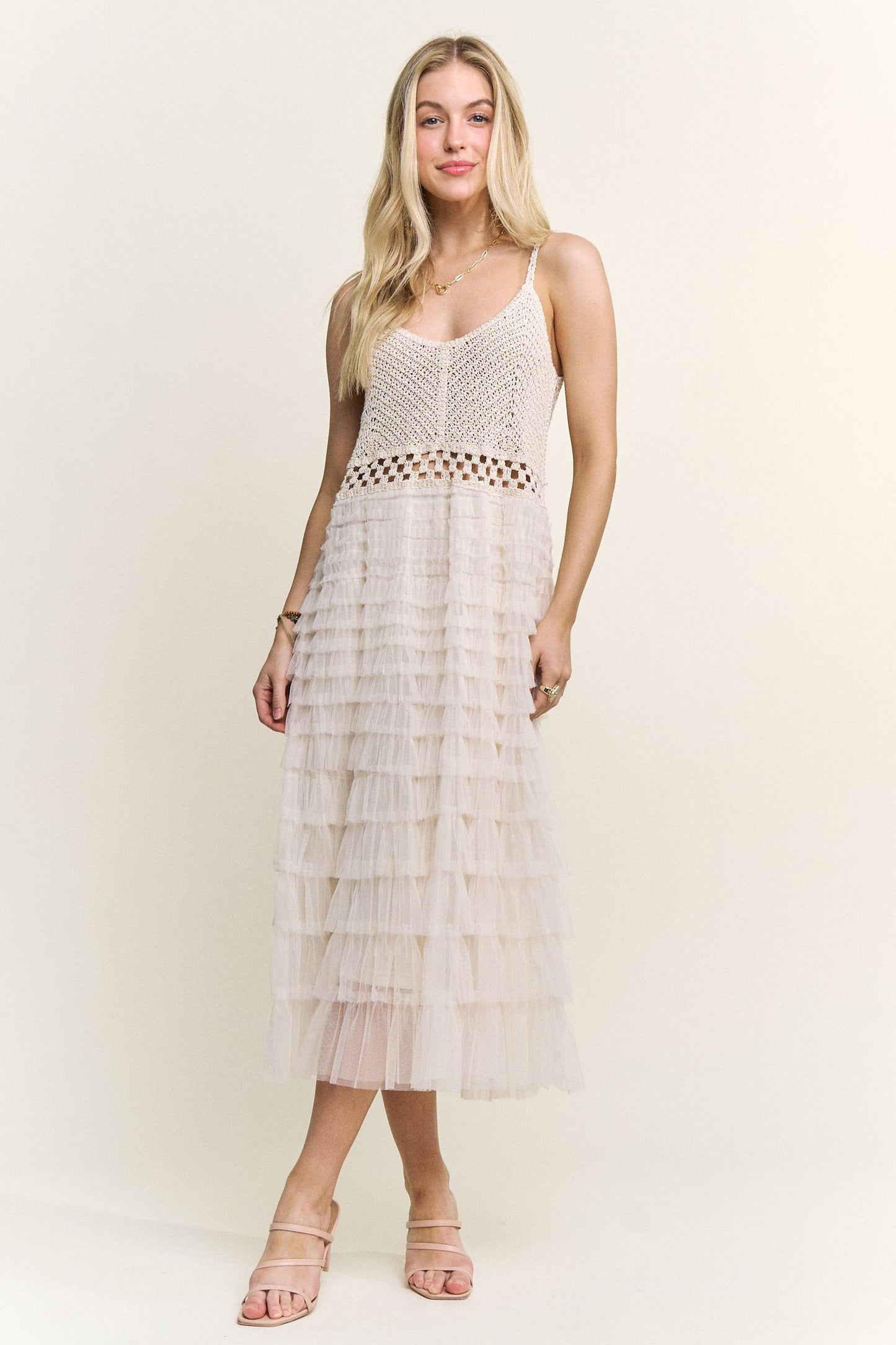 Pearl Crochet Midi Dress