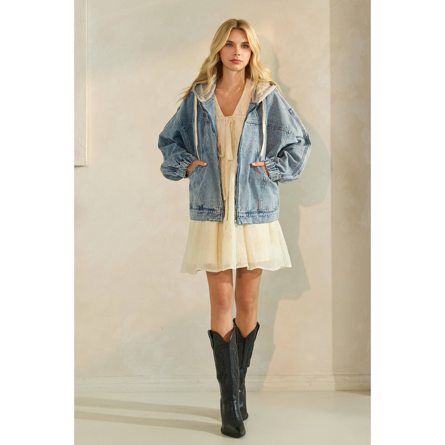 Frankie Hooded Zip Denim Jacket