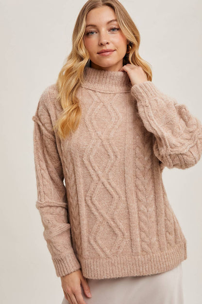 Fisherman's Cable Knit Sweater- Latte