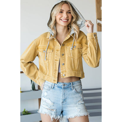 Penelope Hood Cropped Denim Jacket