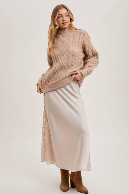 Fisherman's Cable Knit Sweater- Latte