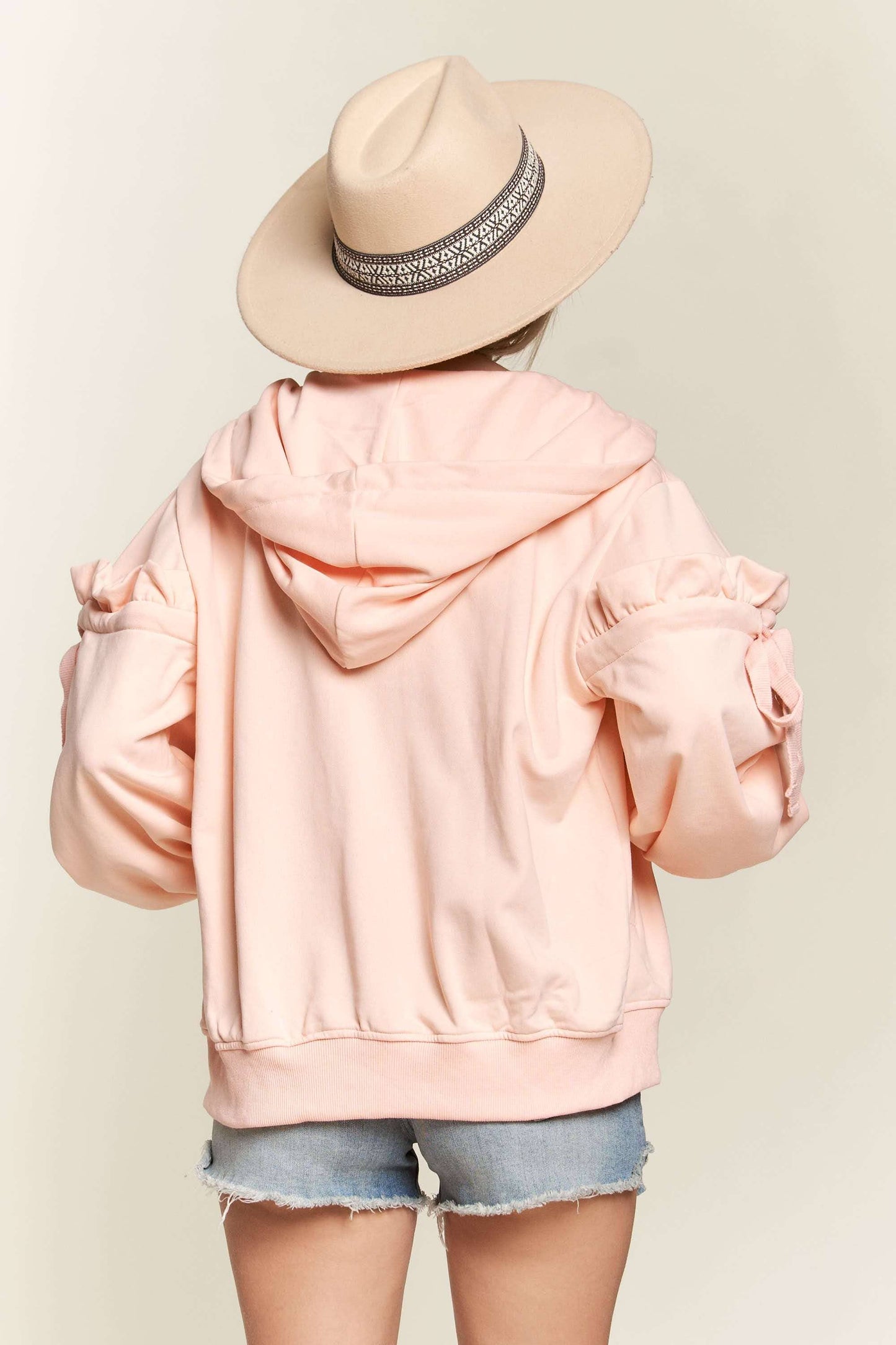 Jessica Ruffle Tie Sleeve Full Zip