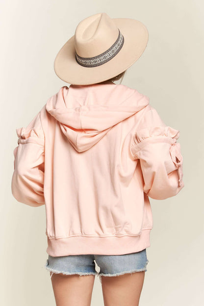 Jessica Ruffle Tie Sleeve Full Zip