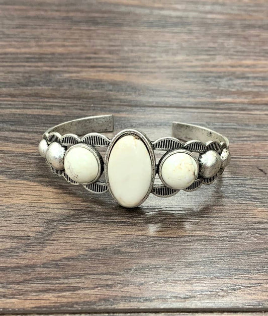 711088, White Turquoise Cuff Bracelet