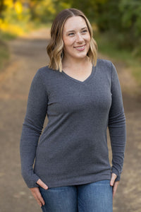 Leah Long Sleeve Top- Charcoal