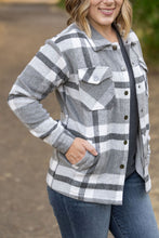 Load image into Gallery viewer, Norah Shacket-  Grey &amp; White Plaid