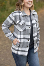 Load image into Gallery viewer, Norah Shacket-  Grey &amp; White Plaid