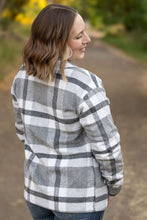 Load image into Gallery viewer, Norah Shacket-  Grey &amp; White Plaid