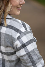 Load image into Gallery viewer, Norah Shacket-  Grey &amp; White Plaid