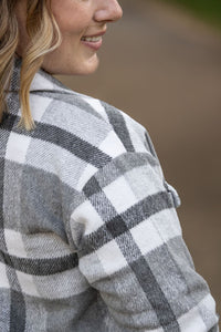 Norah Shacket-  Grey & White Plaid