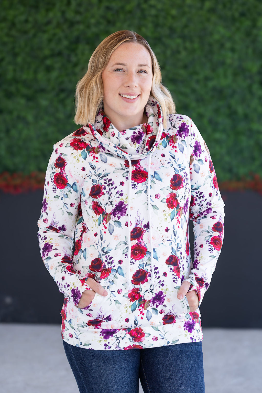 Blooms Soft Funnel Neck - Burgundy Bloom