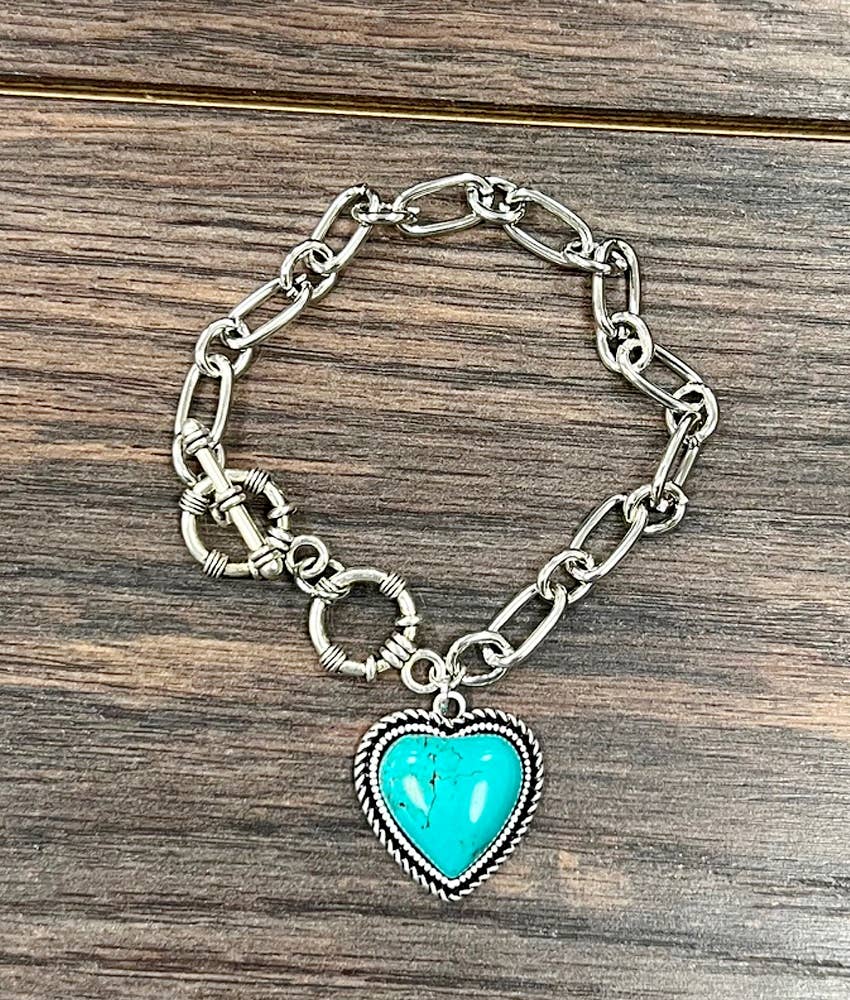 711613, Heart Turquoise Adjustable Bracelet