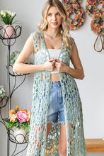 Load image into Gallery viewer, Crochet Sleevless Cardigan- Sage