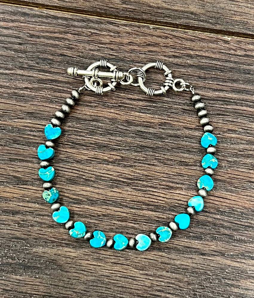 711471, Handmade Heart Gemstone Adjustable Bracelet