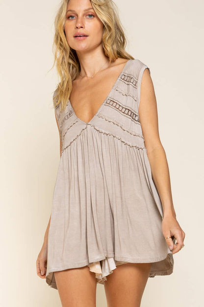 Patricia Babydoll Tank- Taupe