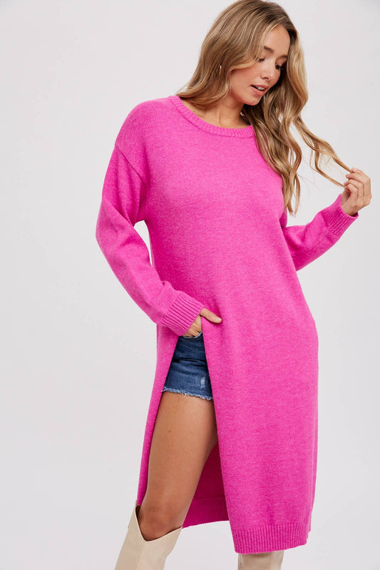 Loretta Sweater Dress - Hot Magenta Pink