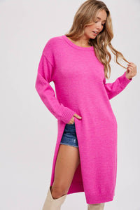 Loretta Sweater Dress - Hot Magenta Pink