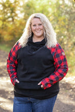 Load image into Gallery viewer, IN STOCK Zoey ZipCowl - Black and Buffalo Plaid