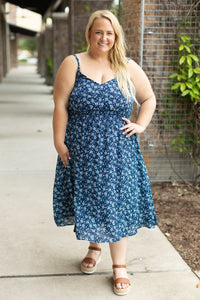 IN STOCK Cassidy Midi Dress - Blue Floral Mix | Women’s Dress FINAL SALE