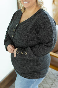 IN STOCK Brittney Button Sweater - Charcoal | Women's Long Sleeve FINAL SALE