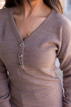 Load image into Gallery viewer, IN STOCK Brittney Button Sweater - Mocha FINAL SALE