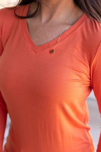 Larissa Long Sleeve Top- Pumpkin