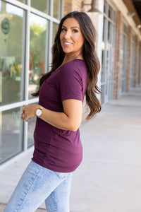 Sophia Pocket Tee- Burgundy