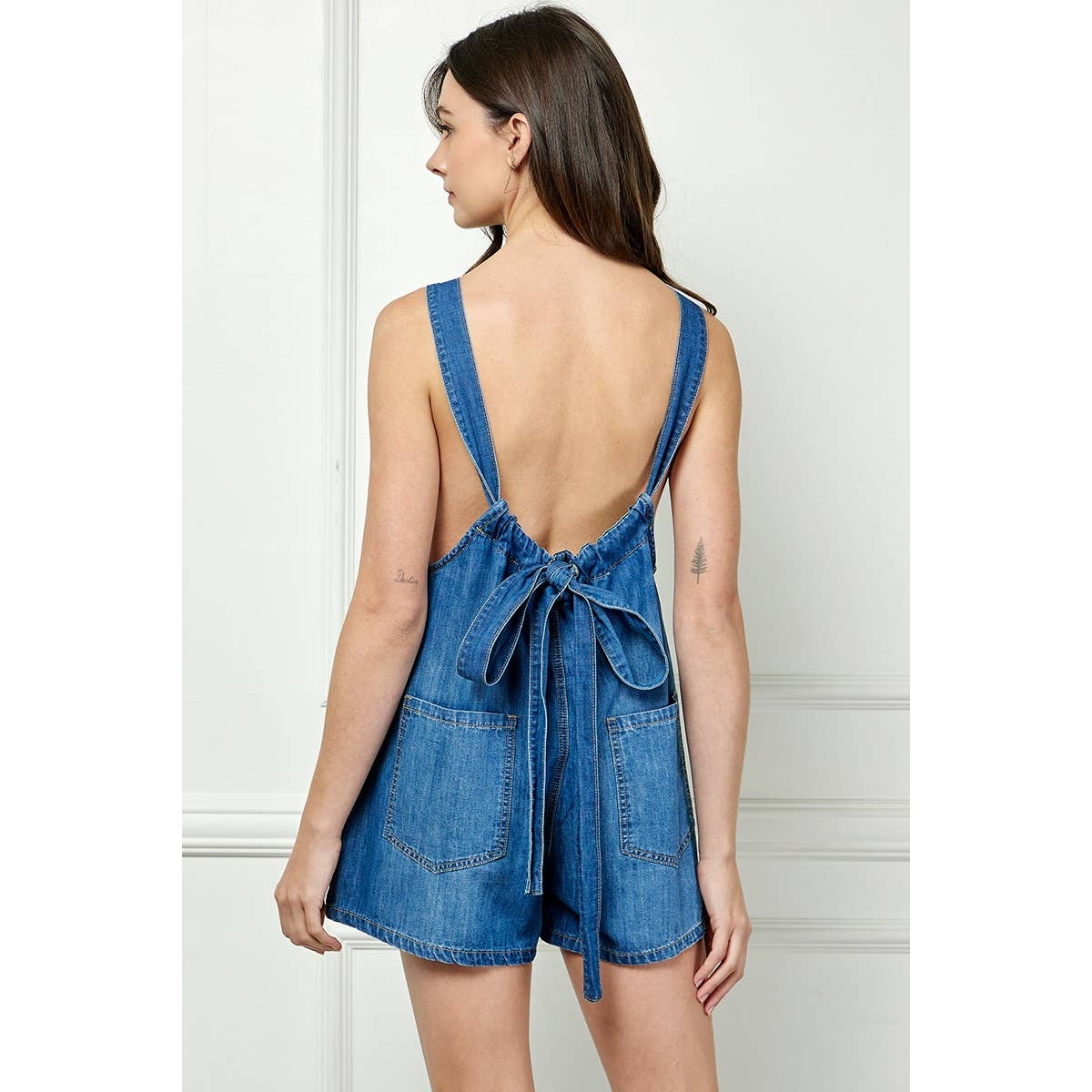 Tansy Tied Back Denim Romper