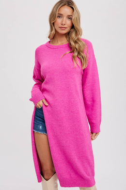 Loretta Sweater Dress - Hot Magenta Pink