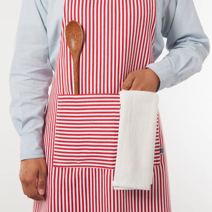 Narrow Red  Stripe Chef Apron