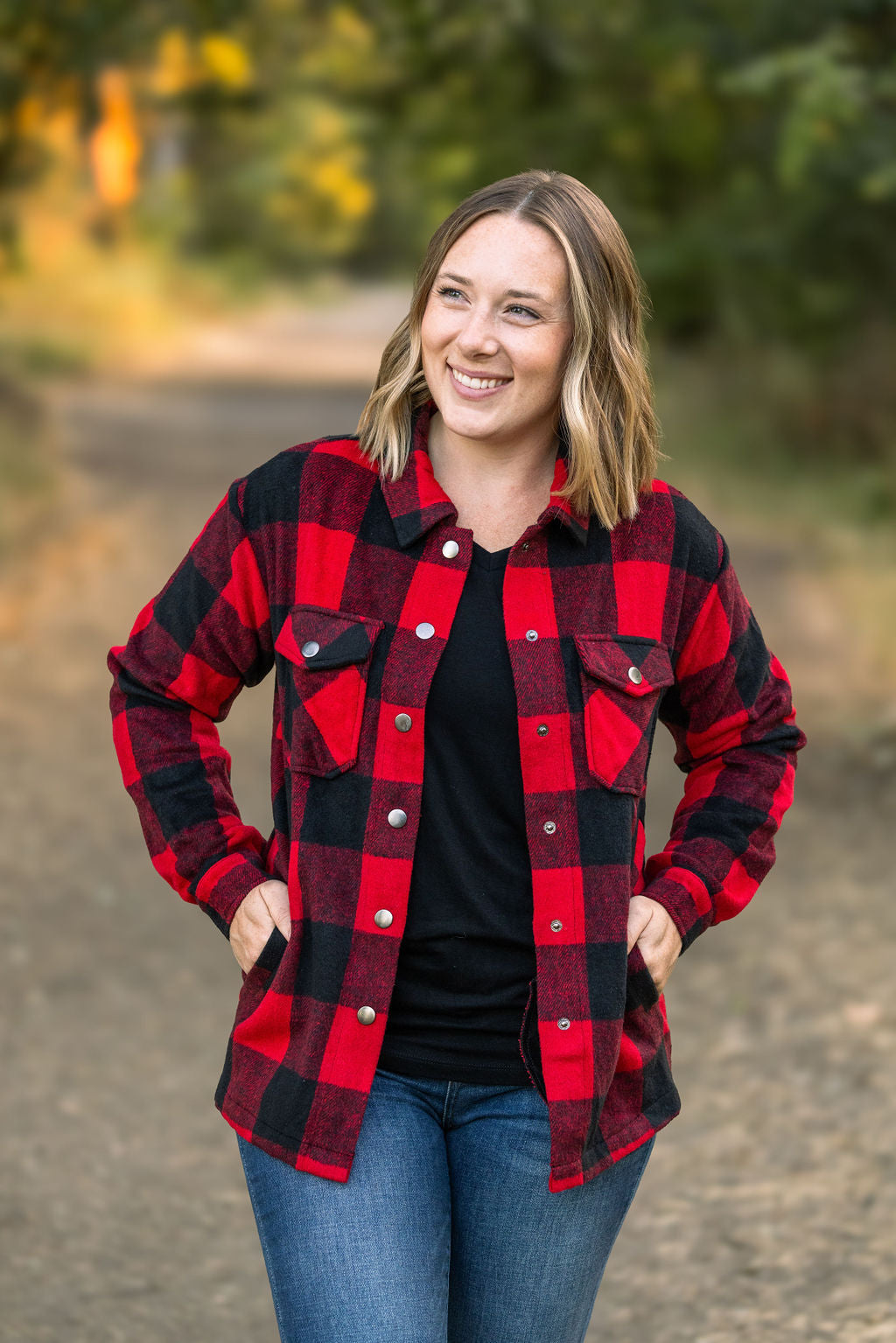 Norah Shacket- Red & Black  Plaid