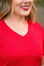 Load image into Gallery viewer, IN STOCK Olivia Tee - Red Sparkle