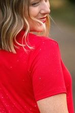 Load image into Gallery viewer, IN STOCK Olivia Tee - Red Sparkle