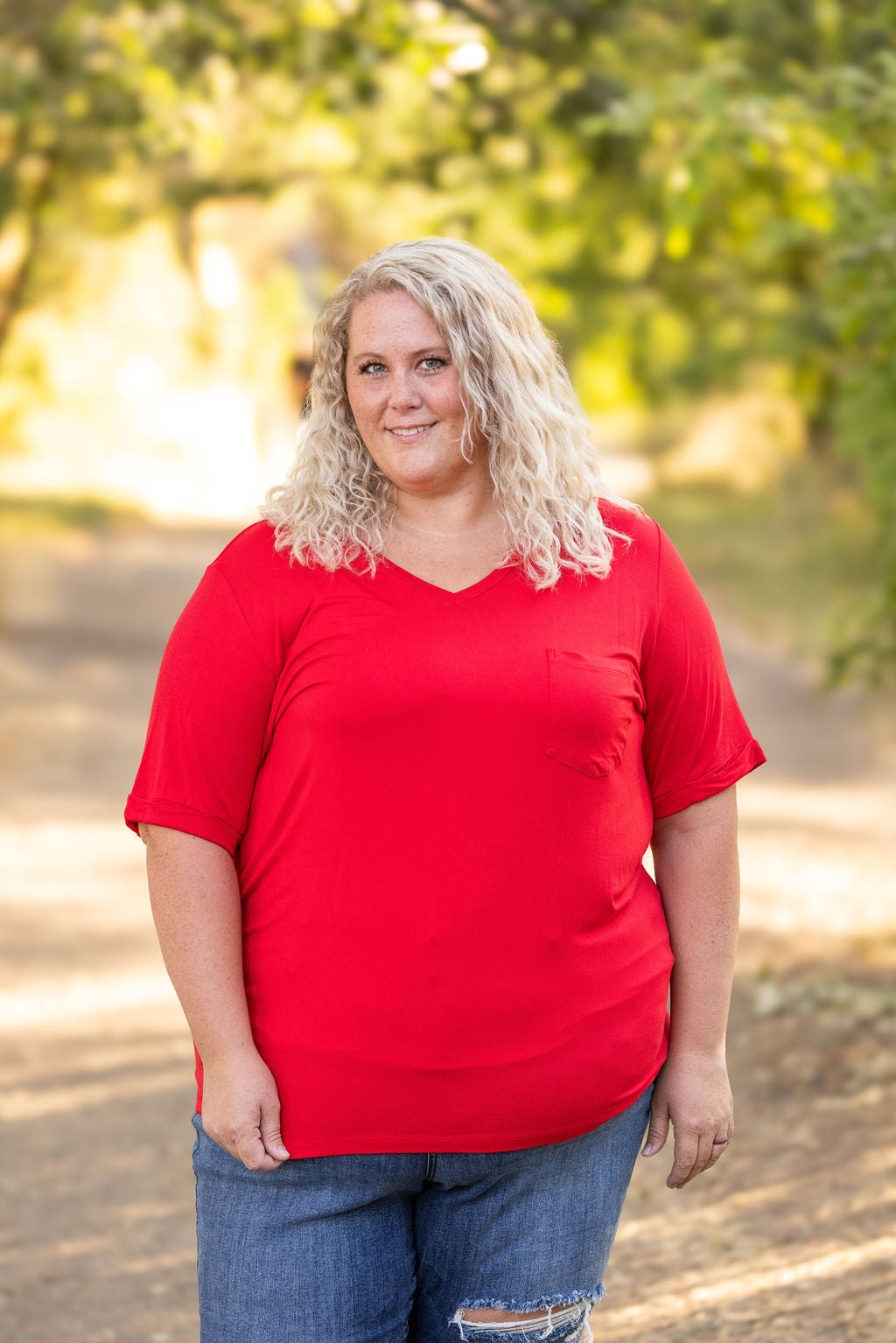 IN STOCK Sophie Pocket Tee - Red | Women's Short Sleeve