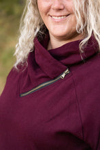 Load image into Gallery viewer, IN STOCK Classic Zoey ZipCowl Sweatshirt - Burgundy FINAL SALE