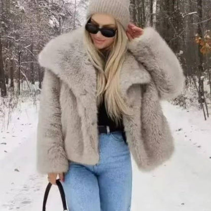 Feeling Chic Silver Faux Fur Coat