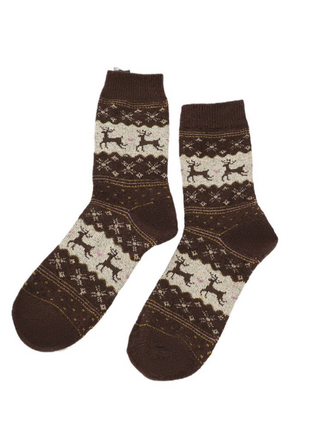 Reindeer & Snowflake Mid-Calf Socks