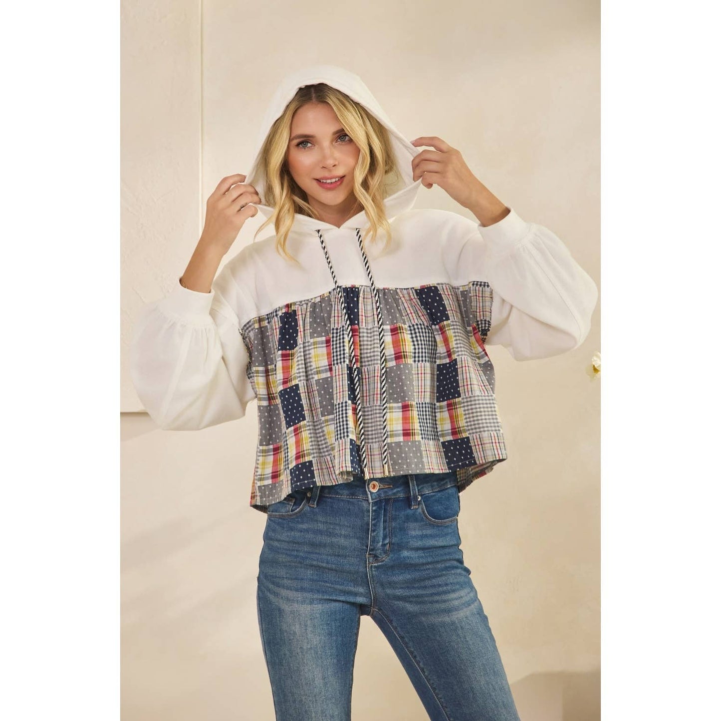 Tessa Cropped Contrast Hoodie