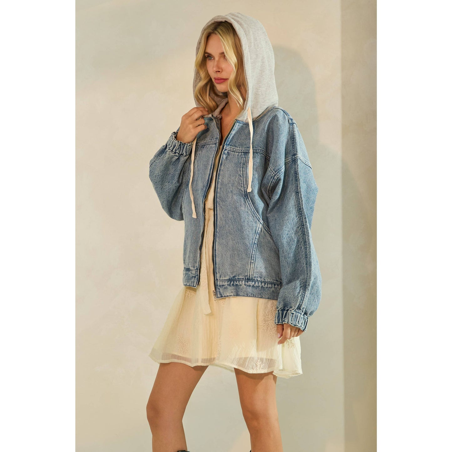Frankie Hooded Zip Denim Jacket